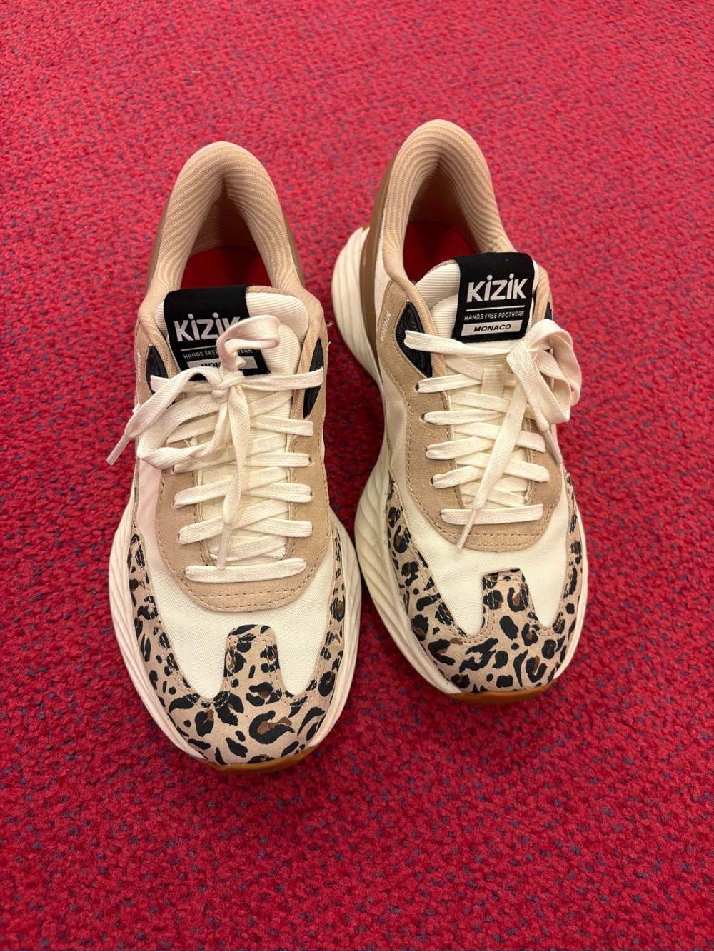 Kizik Women’s Beige Leopard Print Fashion Sneakers - size 9